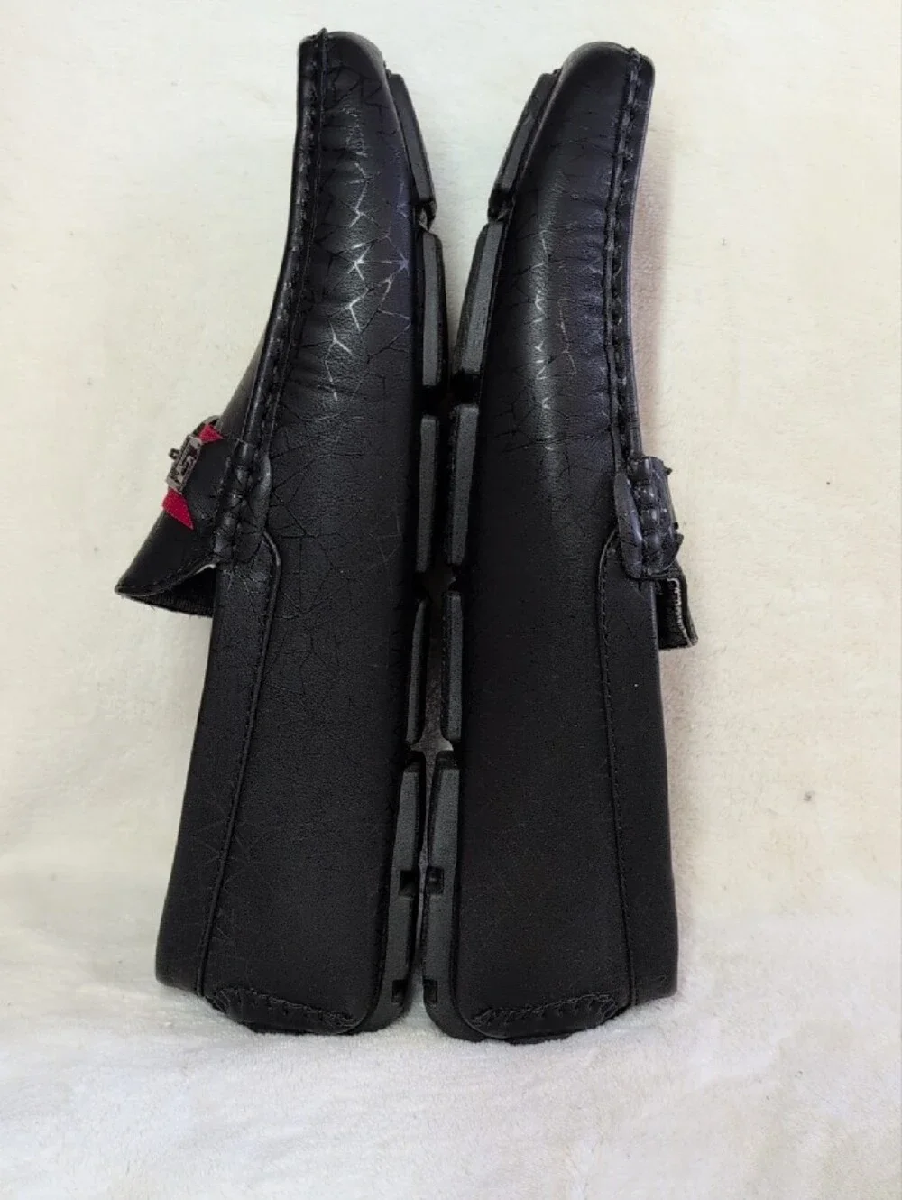 Platini Men's Black Slip-On Loafers with Red Accent